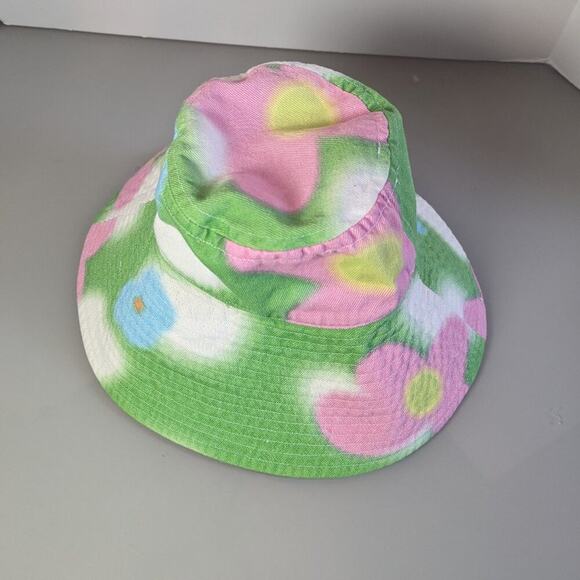 Dolls Kill NGOrder Green Pink Flower Sky Print Denim Fisherman Hat Wide Brim NWT - Picture 2 of 7
